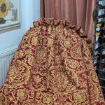 Gold And Terracotta Damask Tape Top Second Hand Curtains With Fringing W447 D236 photo 585.0
