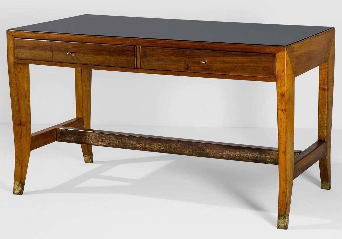 Gio Ponti Office Desk In Wood And Glass For Banca Nazionale Del Lavoro, 1950s photo vintage