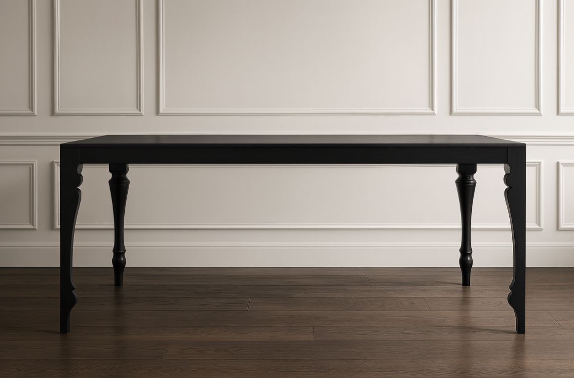 John Reeves Original "Louis" Dining Table Black Wood & Glass, Statement Piece. Rrp £1795