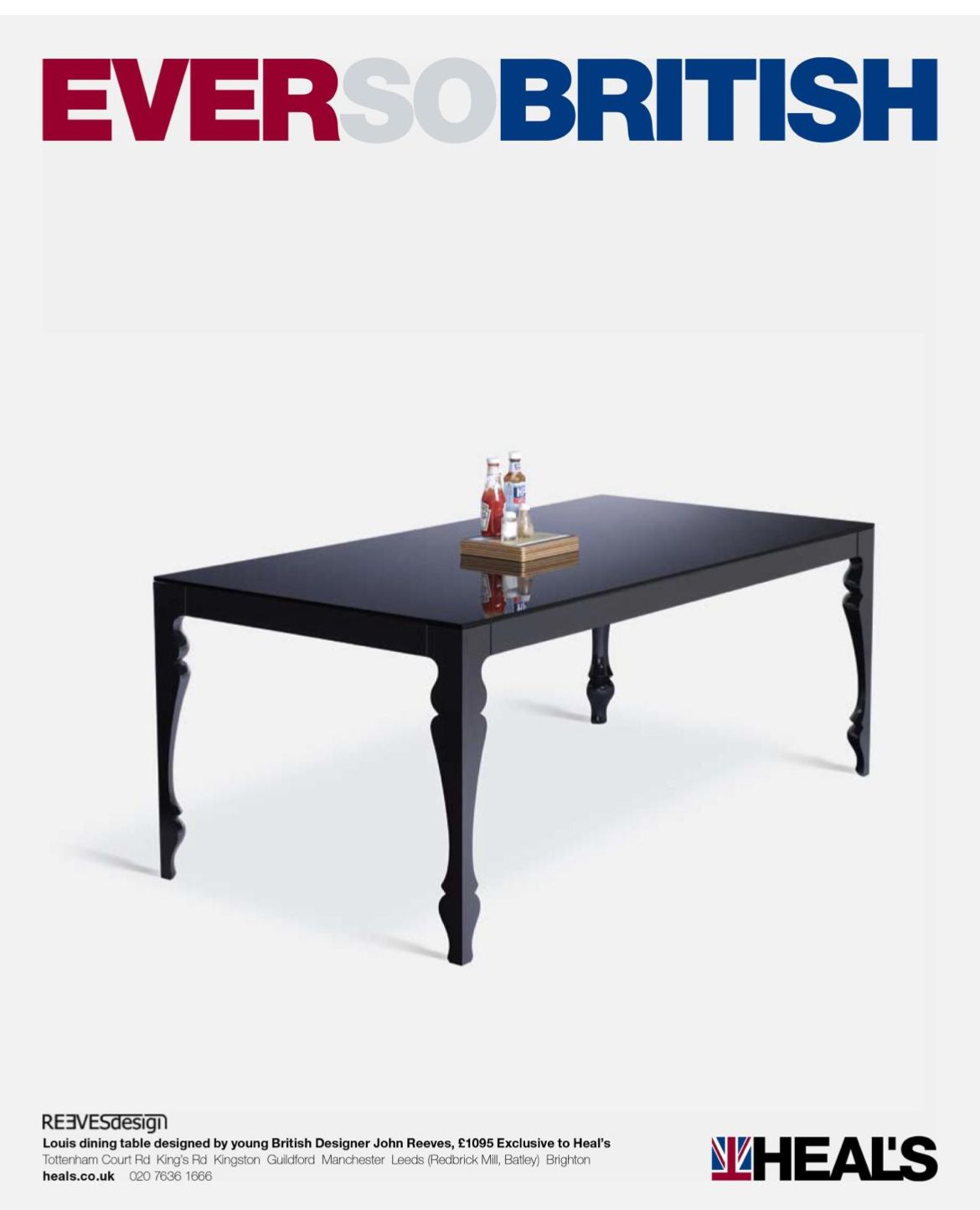 John Reeves Original "Louis" Dining Table Black Wood & Glass, Statement Piece. Rrp £1795 photo for sale
