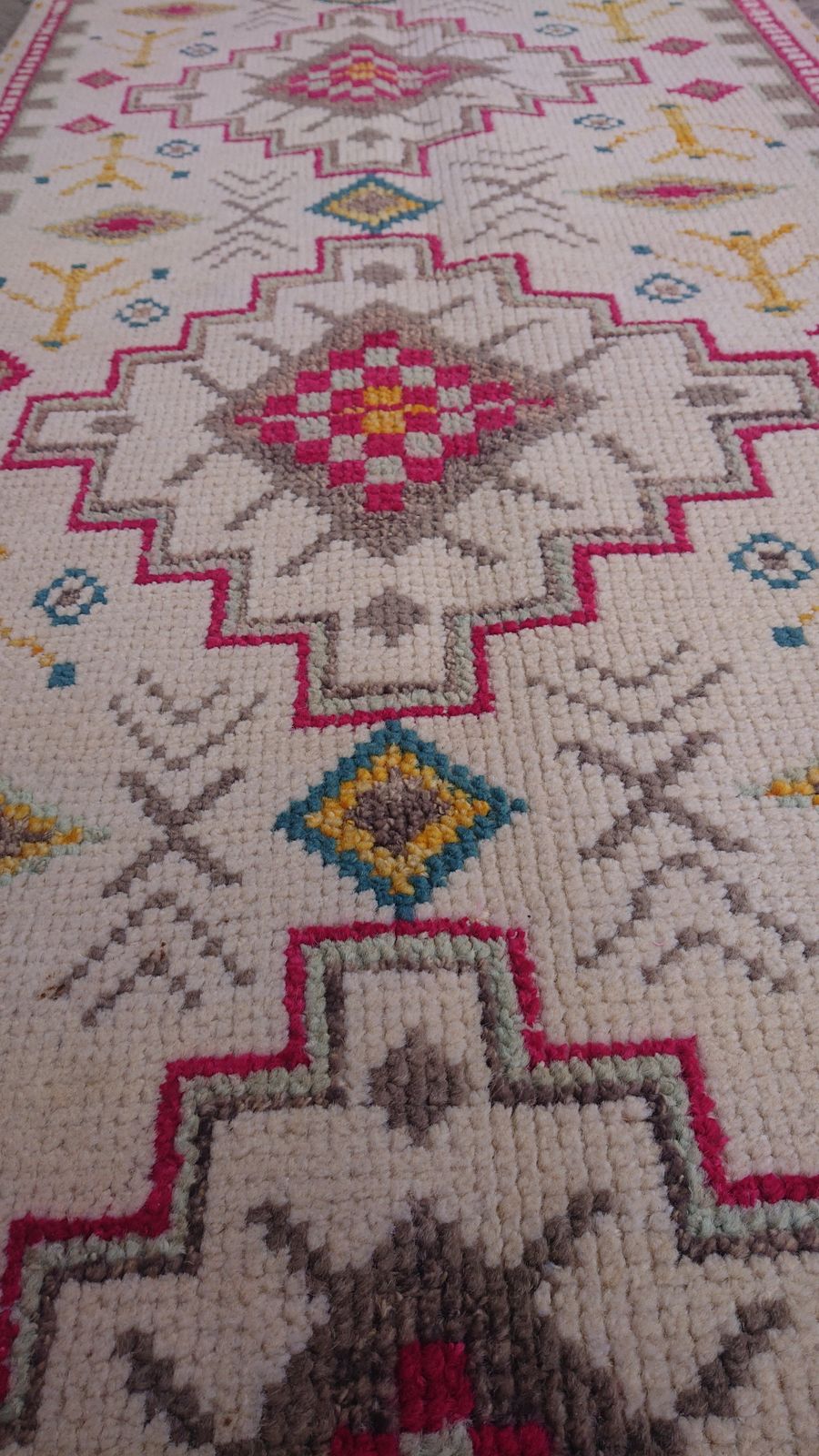 8 Ft Ivory Turkish Hand Knotted Hallway Runner Rug photo vintage