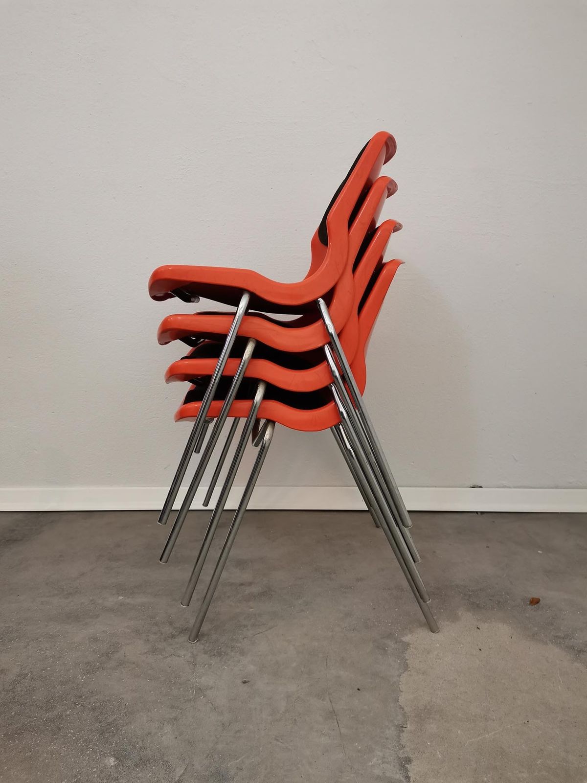 Stuckable Orange Vintage Chairs, Meblo, 1970s, Price For Piece