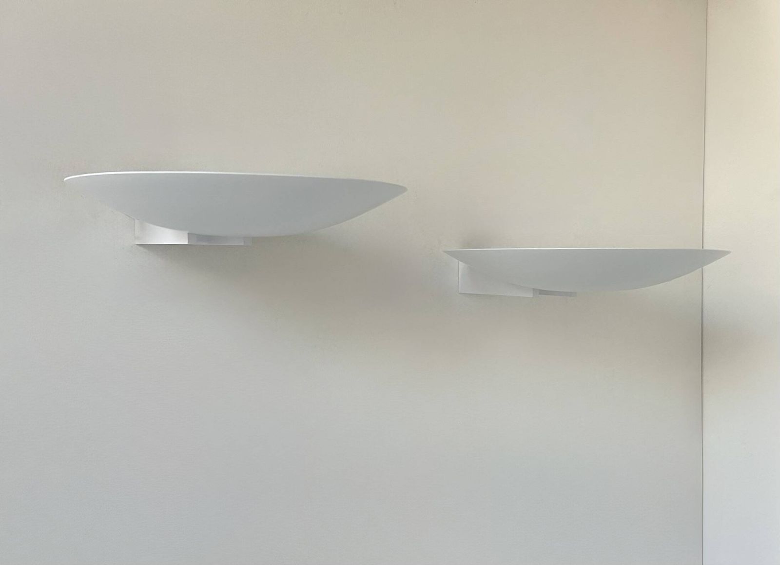Pair Of Vintage Modernist Disderot Wall Lights In White Lacquered Metal, France, photo furniture