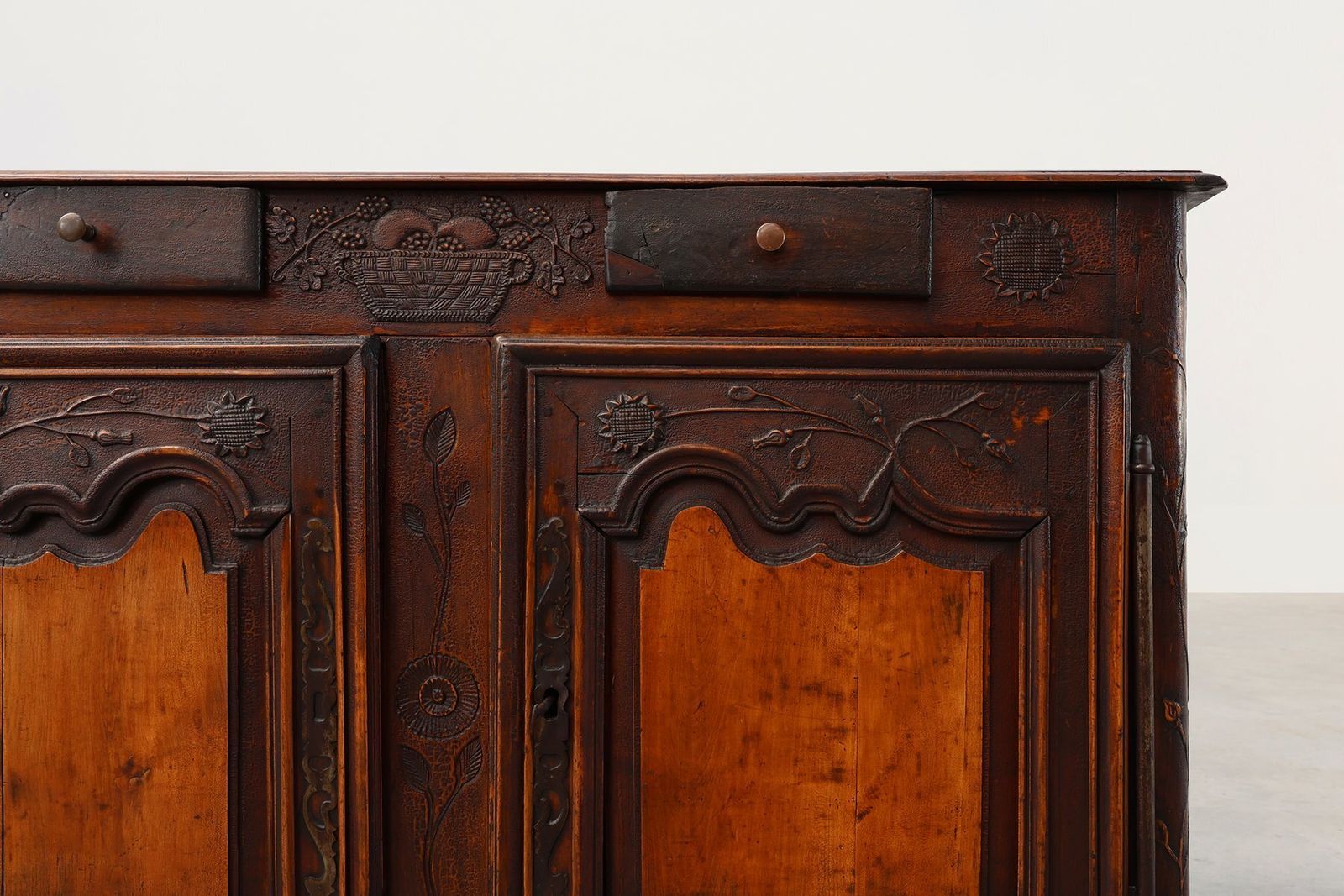 French Provincial Carved Cabinet With Great Patina, 1841 photo 3642.0
