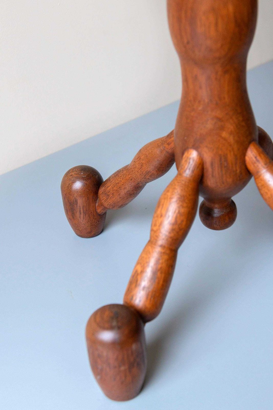 photo for sale Vintage Plant Stand, Hand Carved Pedestal, Oak Wooden Tripod Table, Tall Plant Stool, 1950s Design, Mid Century Modern