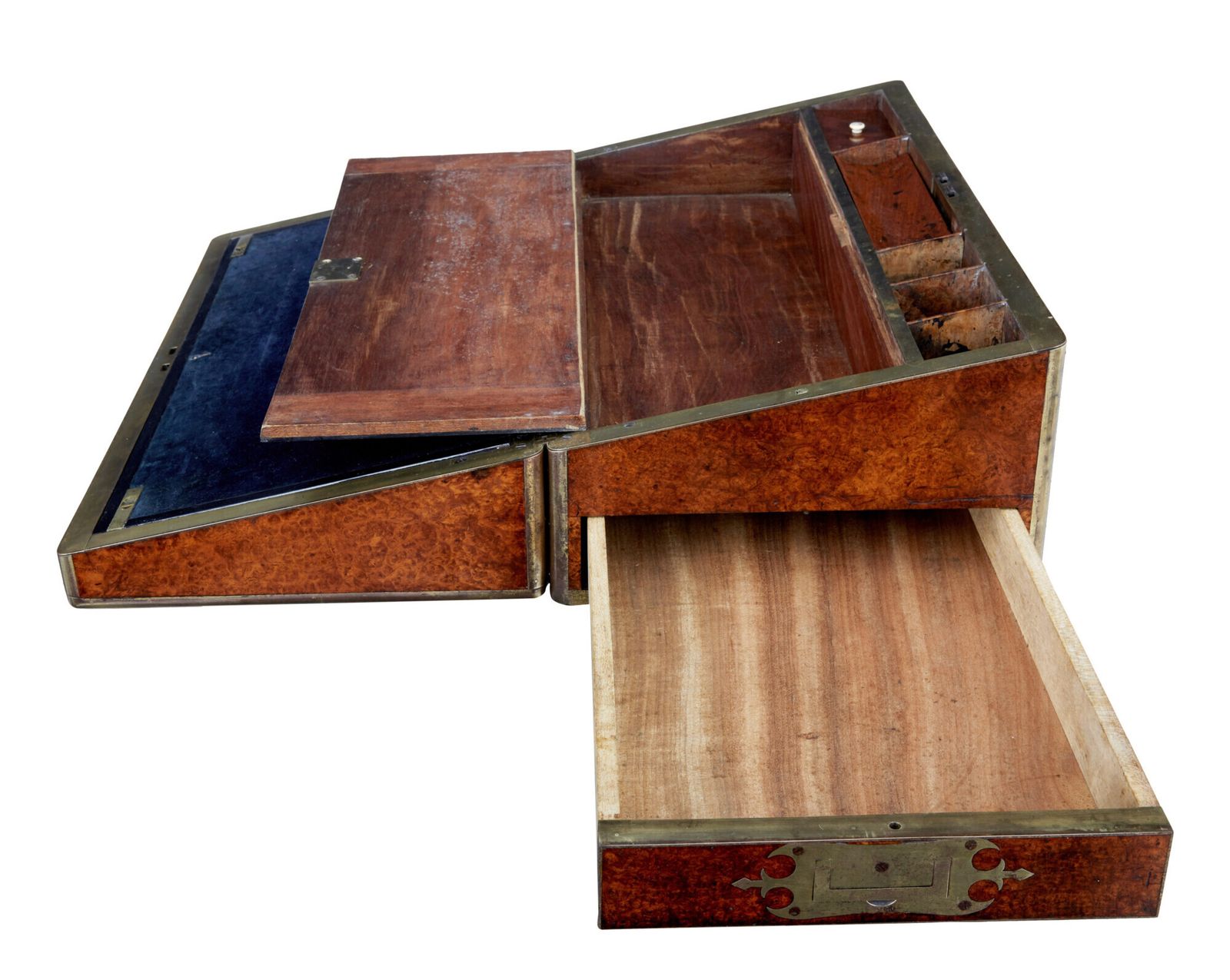 Mid 19th Century Burr Campaign Lap Writing Desk photo vintage