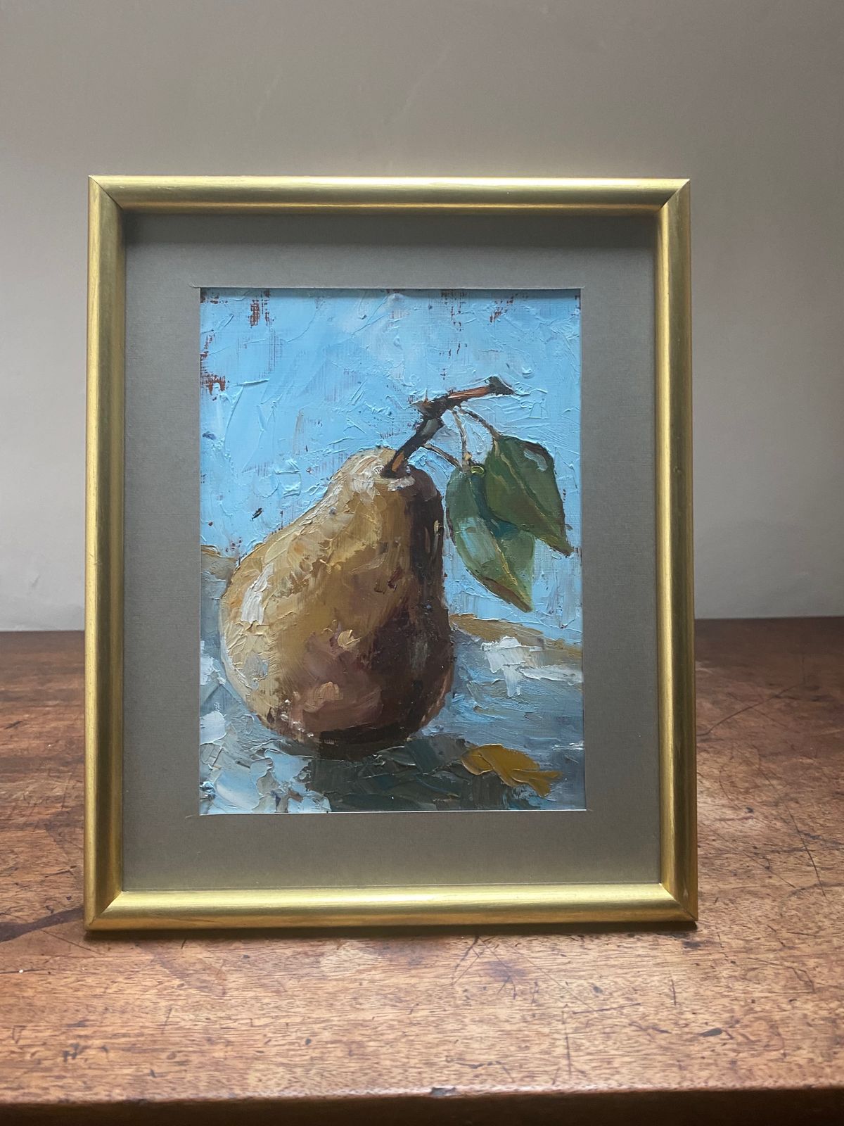 Vintage Style Still Life Oil Painting Of A Pear photo 95.0