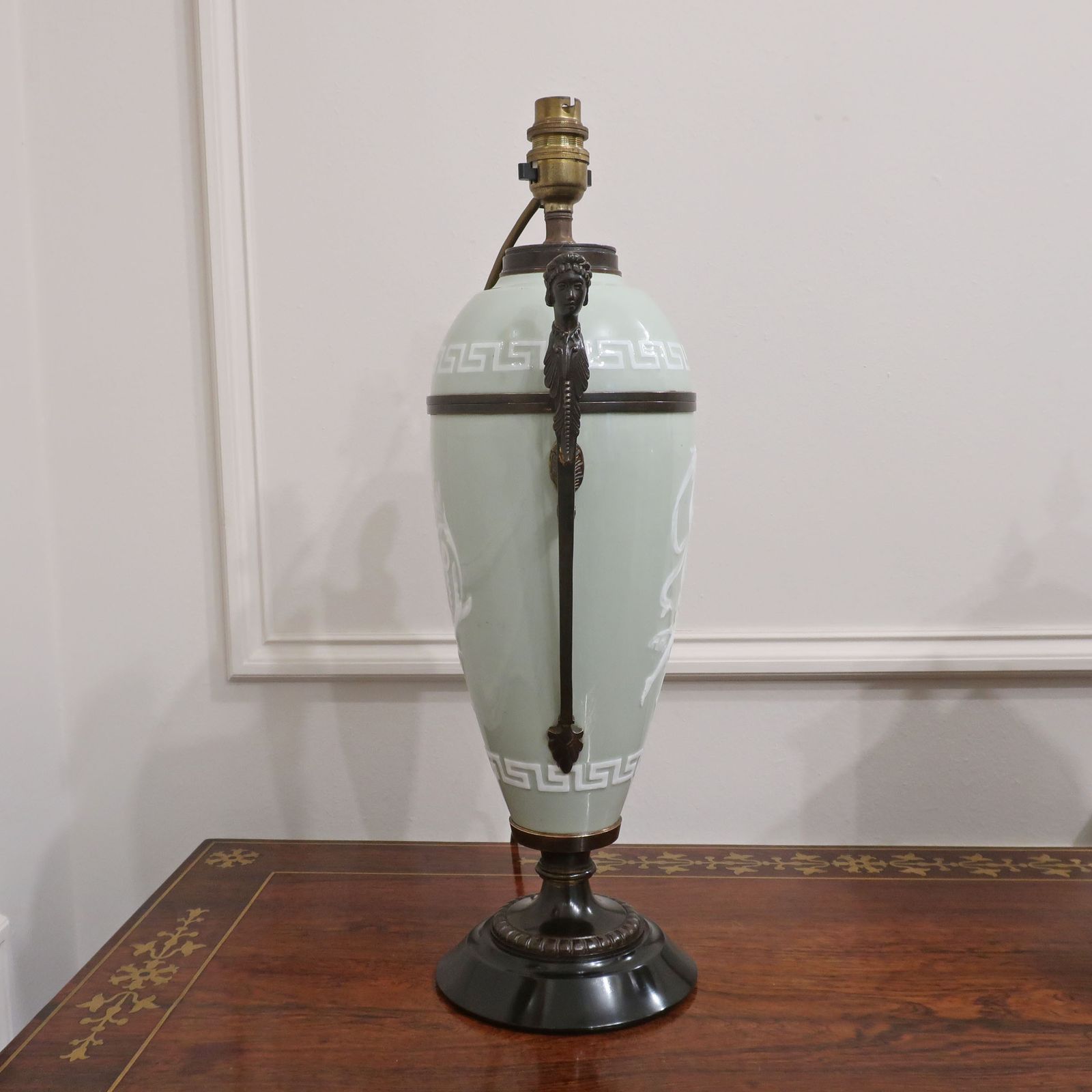 French Pate Sur Pate Neoclassical Style Porcelain Table Lamp photo vintage