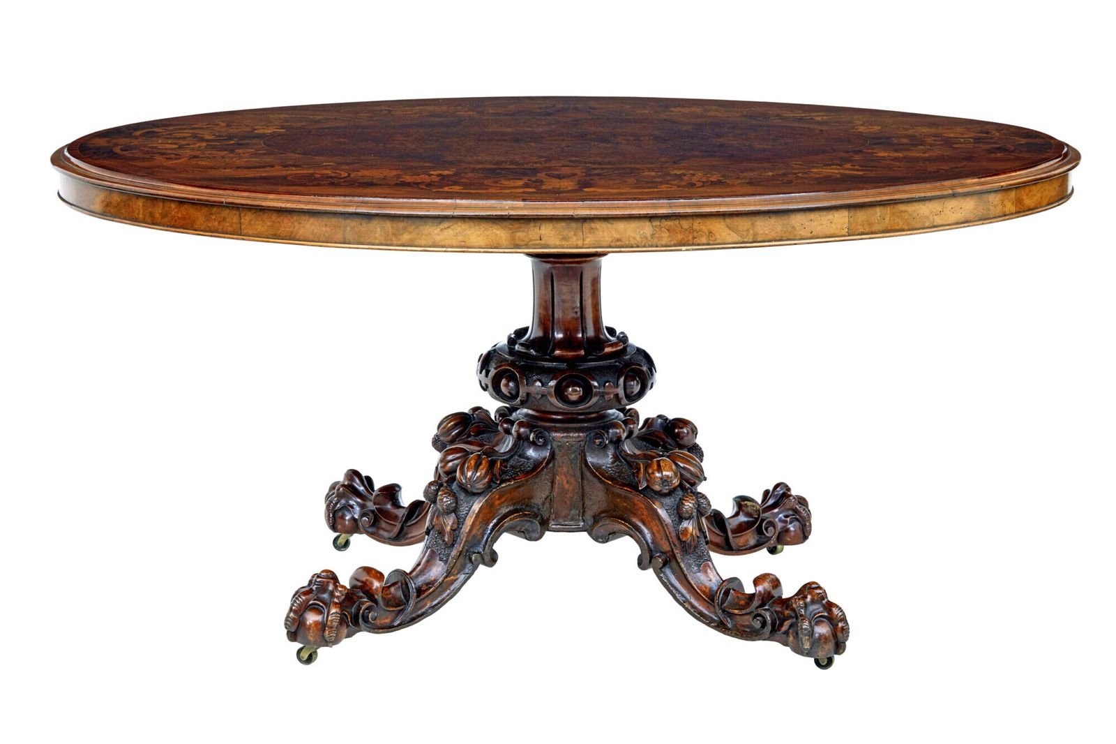 photo for sale 19th Century Walnut Victorian Marquetry Tilt Top Table