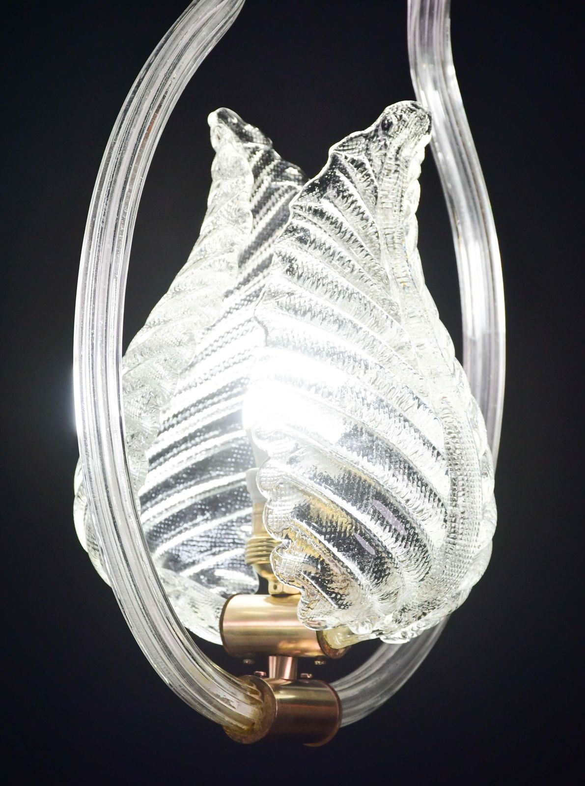 1475.0 Lovely Transparent Art Decò Barovier E Toso Pendant Light Murano Glass, 1930s photo