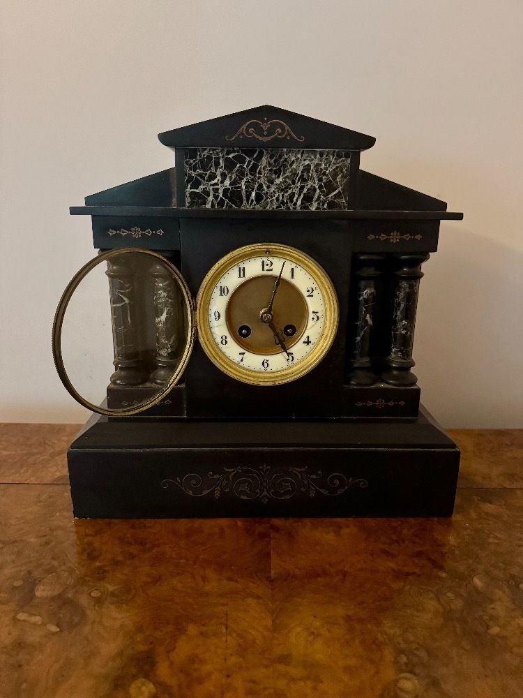 Quality Antique Eight Day Marble Mantle Clock photo vinterior