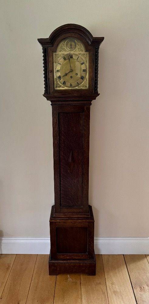 Wonderful Quality Antique Oak Eight Day Chiming Grandmother Clock
