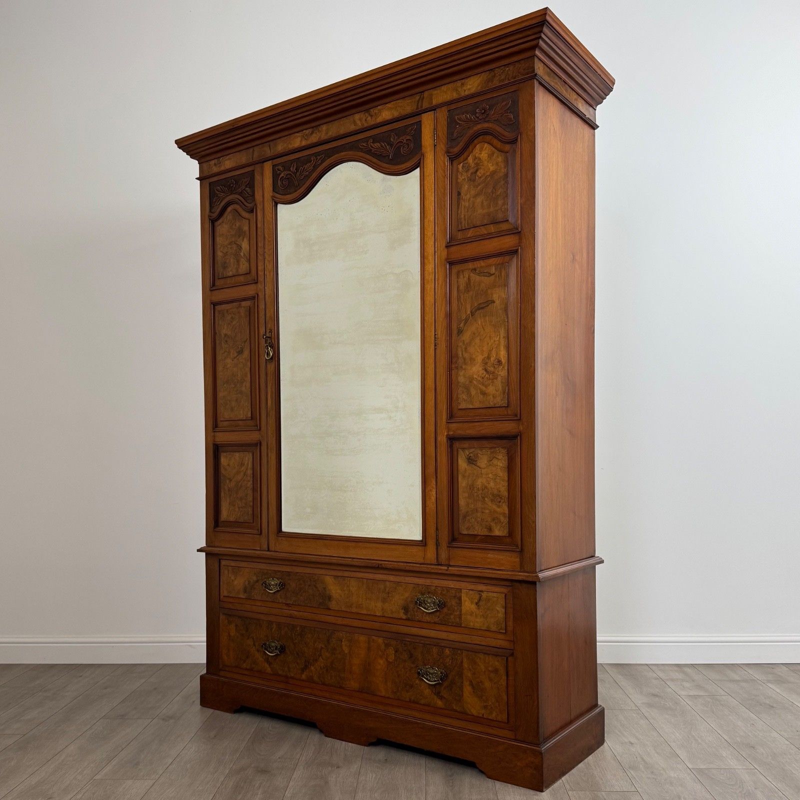 Antique 19th Century Good Quality Wardrobe In Burr Walnut photo for sale