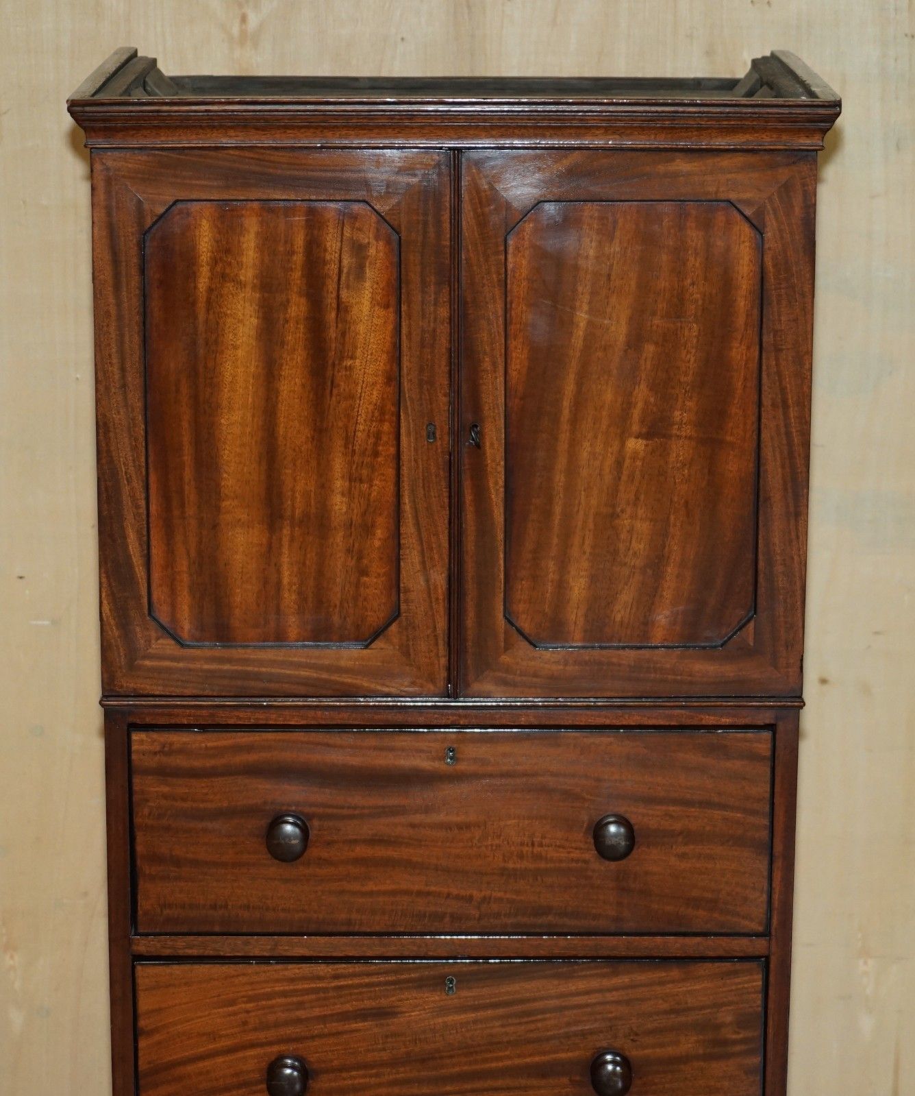 Pair Of Castle Howard Antique 1840 Mahogany Tallboy Chest Of Drawers Cupboards photo 8950.0