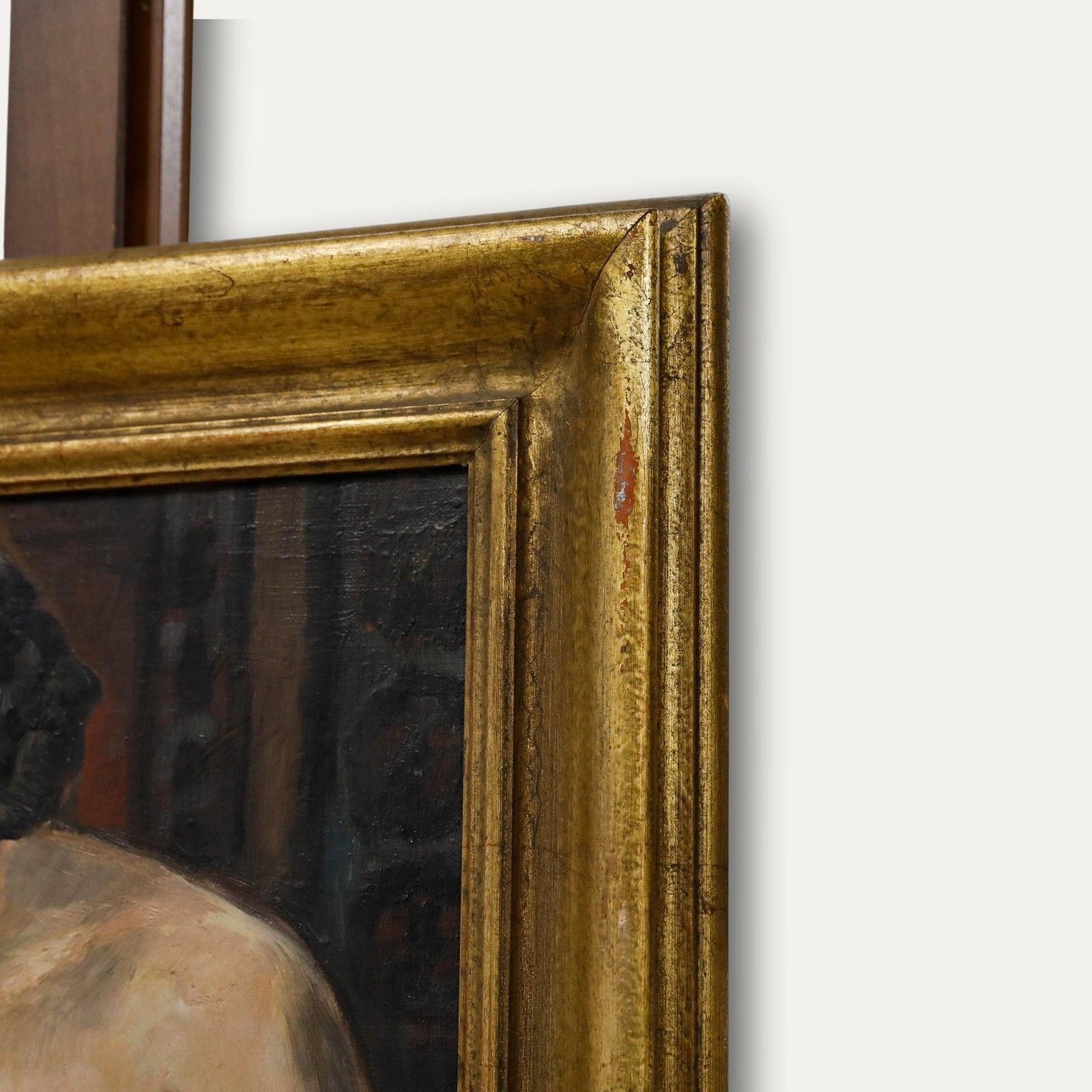 Framed 1933 Oil Female Nude Reading photo vinterior