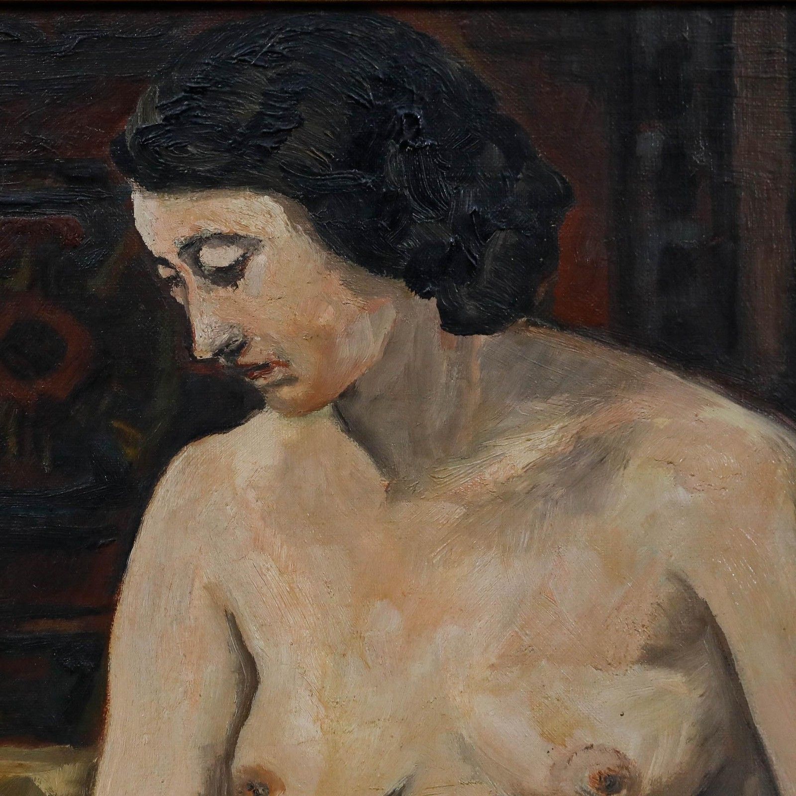 Framed 1933 Oil Female Nude Reading photo buy