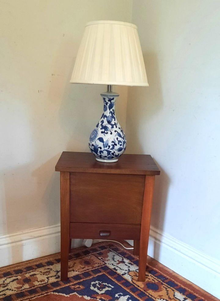 Vintage Solid Mahogany Sewing Box With Drawer Lamp Table Side Table Bedside