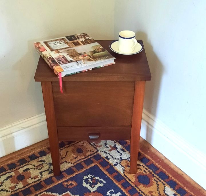 Vintage Solid Mahogany Sewing Box With Drawer Lamp Table Side Table Bedside photo furniture