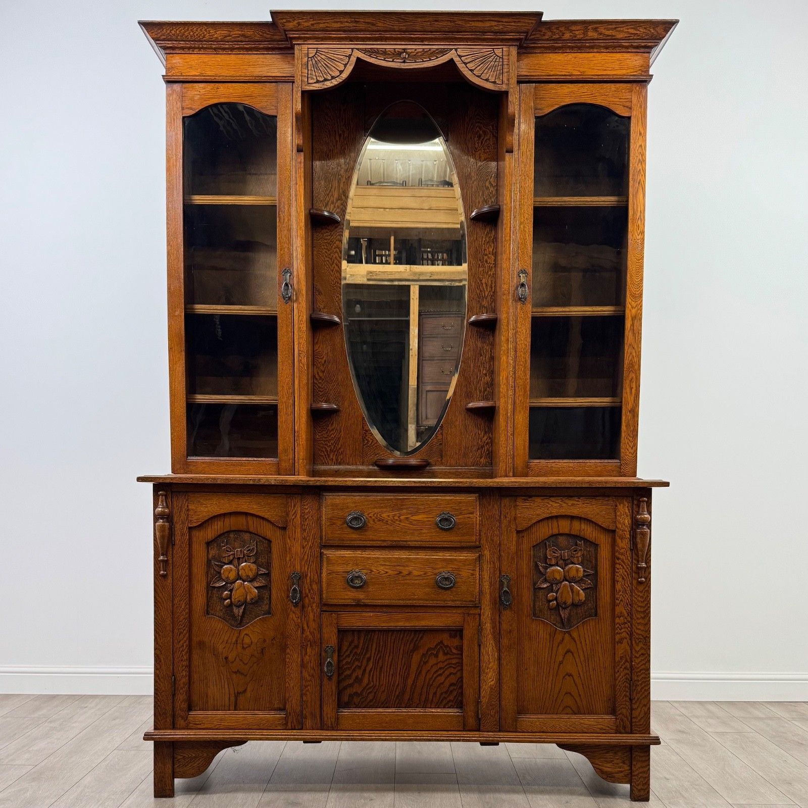 Antique 20th Century Fine Quality Art Nouveau Dresser In Oak photo furniture