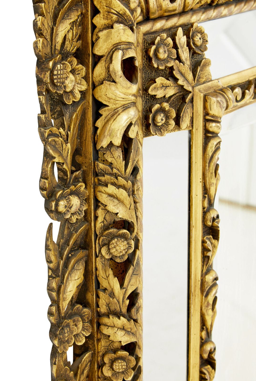 Early 20th Century Carved Wood Baroque Influenced Cushion Mirror photo for sale