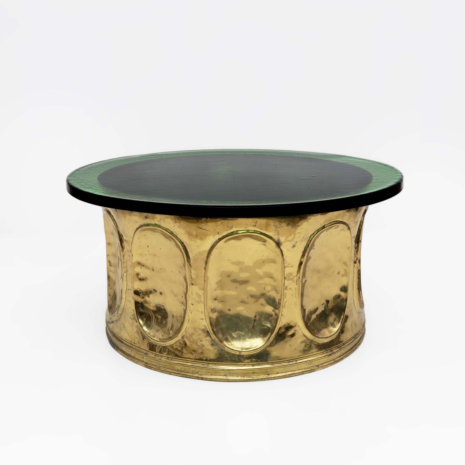 Mid Century Modern Italian Murano Glass And Brass Coffee Table, 1970s photo for sale