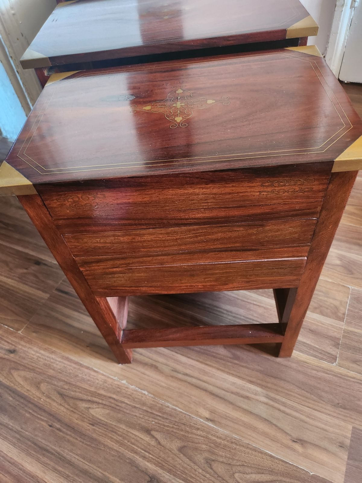Rosewood And Brass Open Front Nest Of Tables photo 379.0