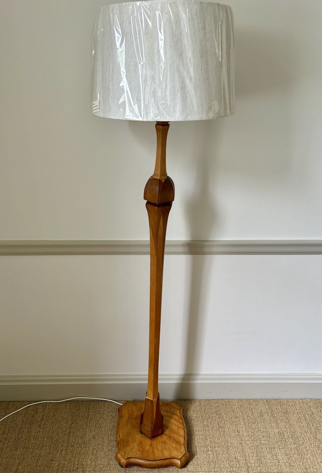 Art Deco Wood Marquetry Style Floor Lamp In Style Of  Heals