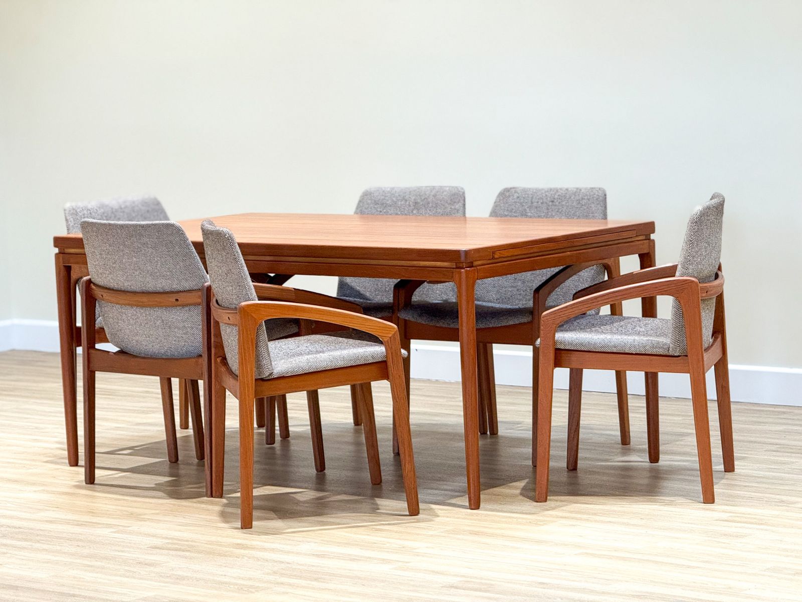 Set Of Danish Dining Chairs By Henning Kjaernulf For Korup Stolfabric Model 23. photo Furniture