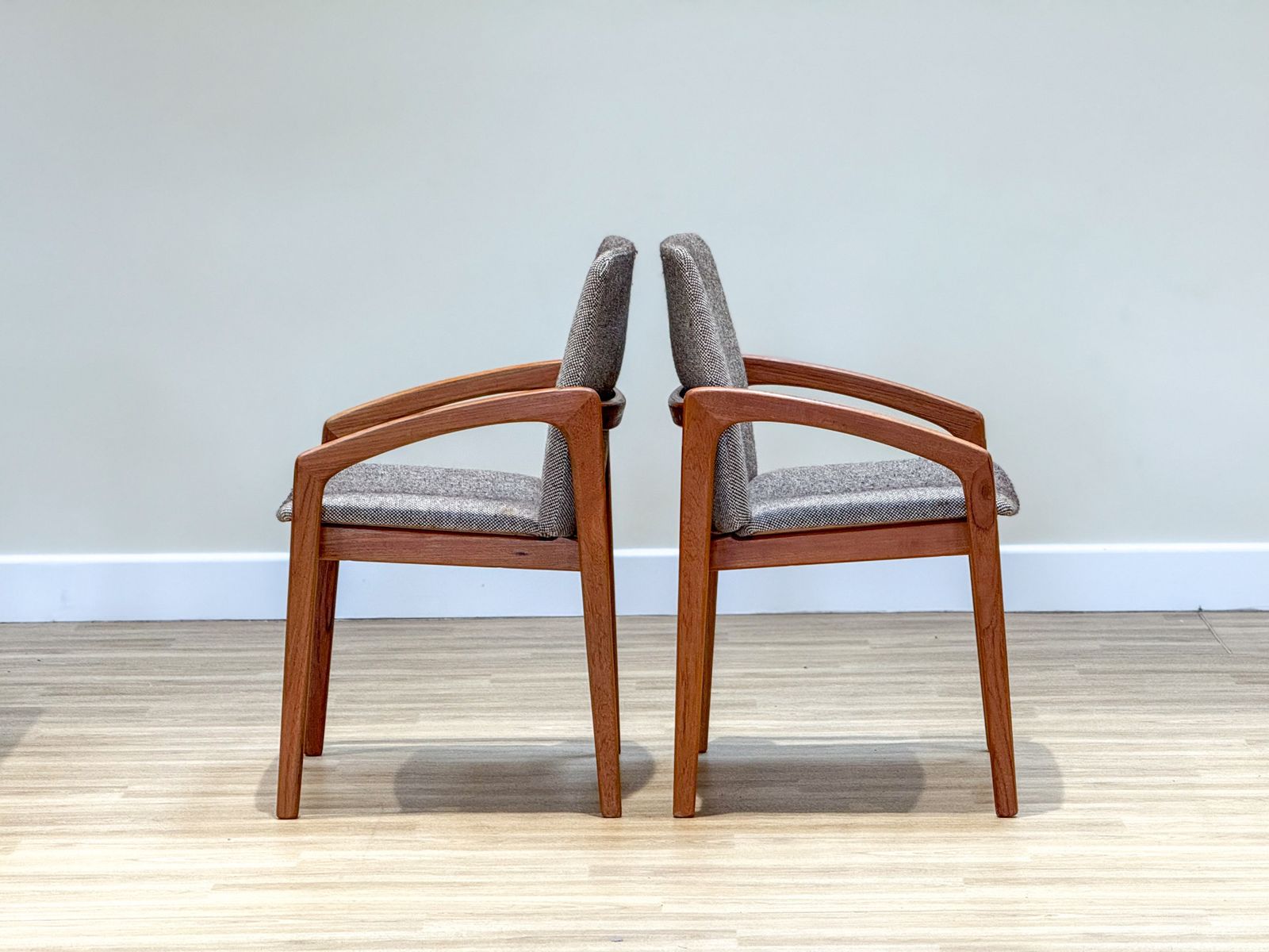 Furniture Set Of Danish Dining Chairs By Henning Kjaernulf For Korup Stolfabric Model 23. photo