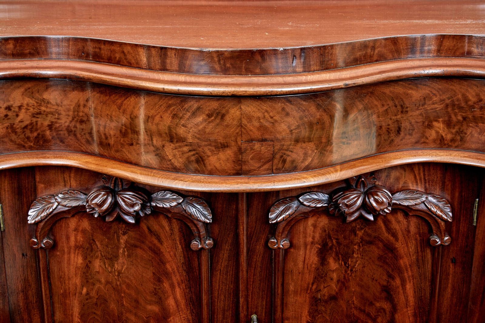 High Victorian Shaped Flame Mahogany Mirrored Sideboard photo Furniture