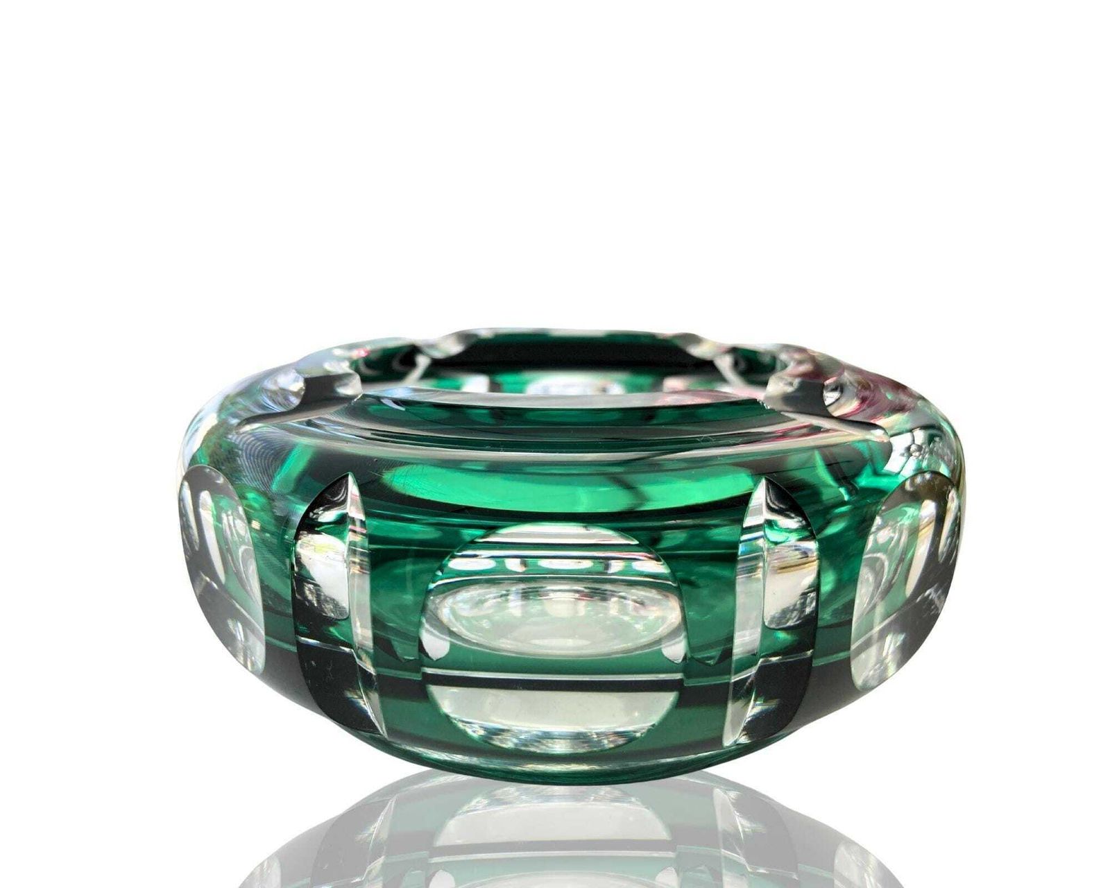 Val Saint Lambert Ashtray | 1pc | Crystal In Jade Green Or Red photo furniture