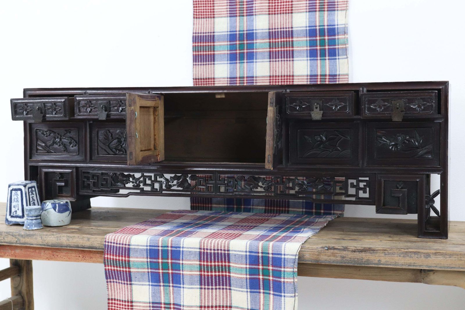 Late 19th Century Chinese Hand Carved Lady's Cabinet photo furniture