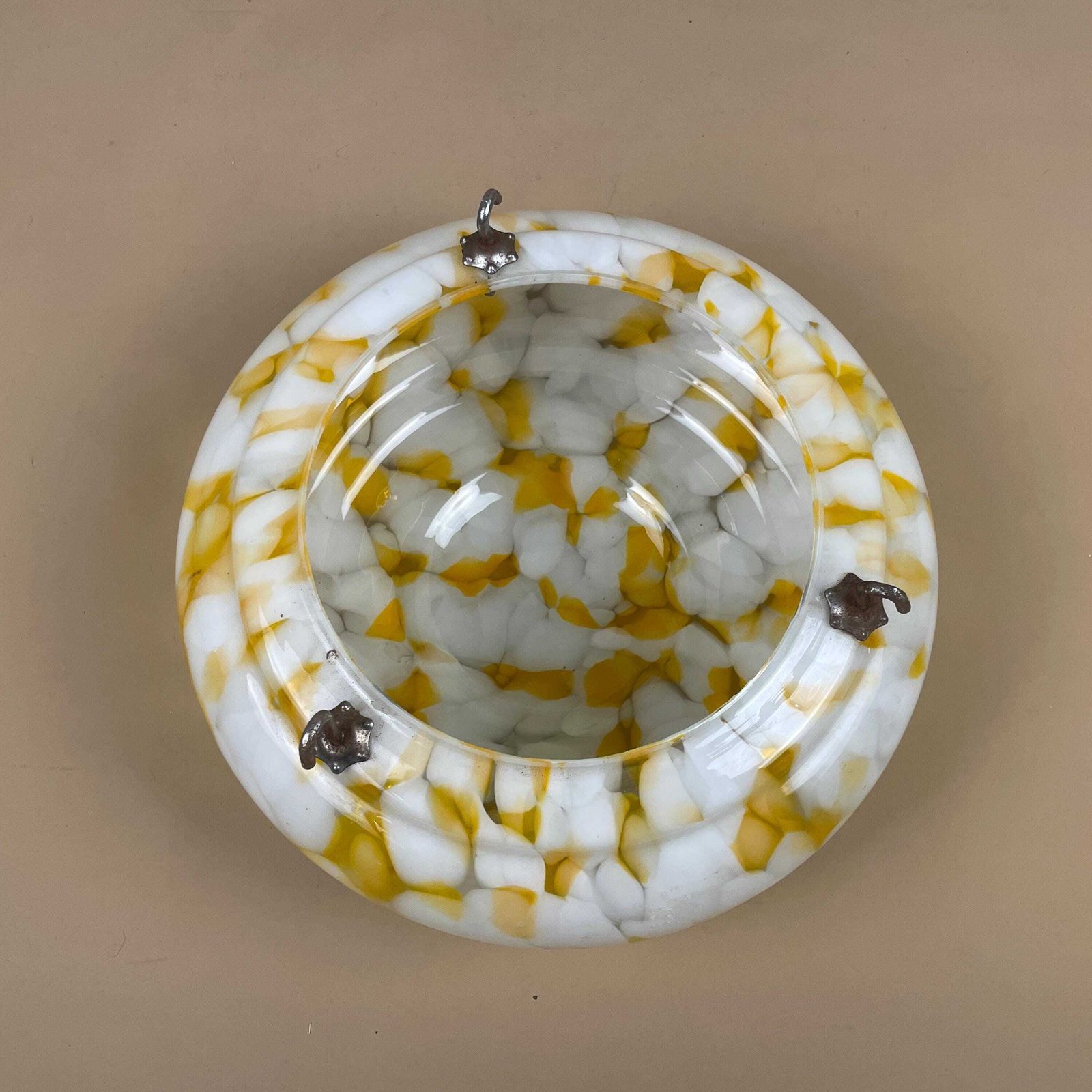 Vintage Glass Ceiling Light Shade White Orange Pendant Stain Glass Tiffany Style Patterned Milky Art Deco Round Circular Hanging Lampshade photo 79.0