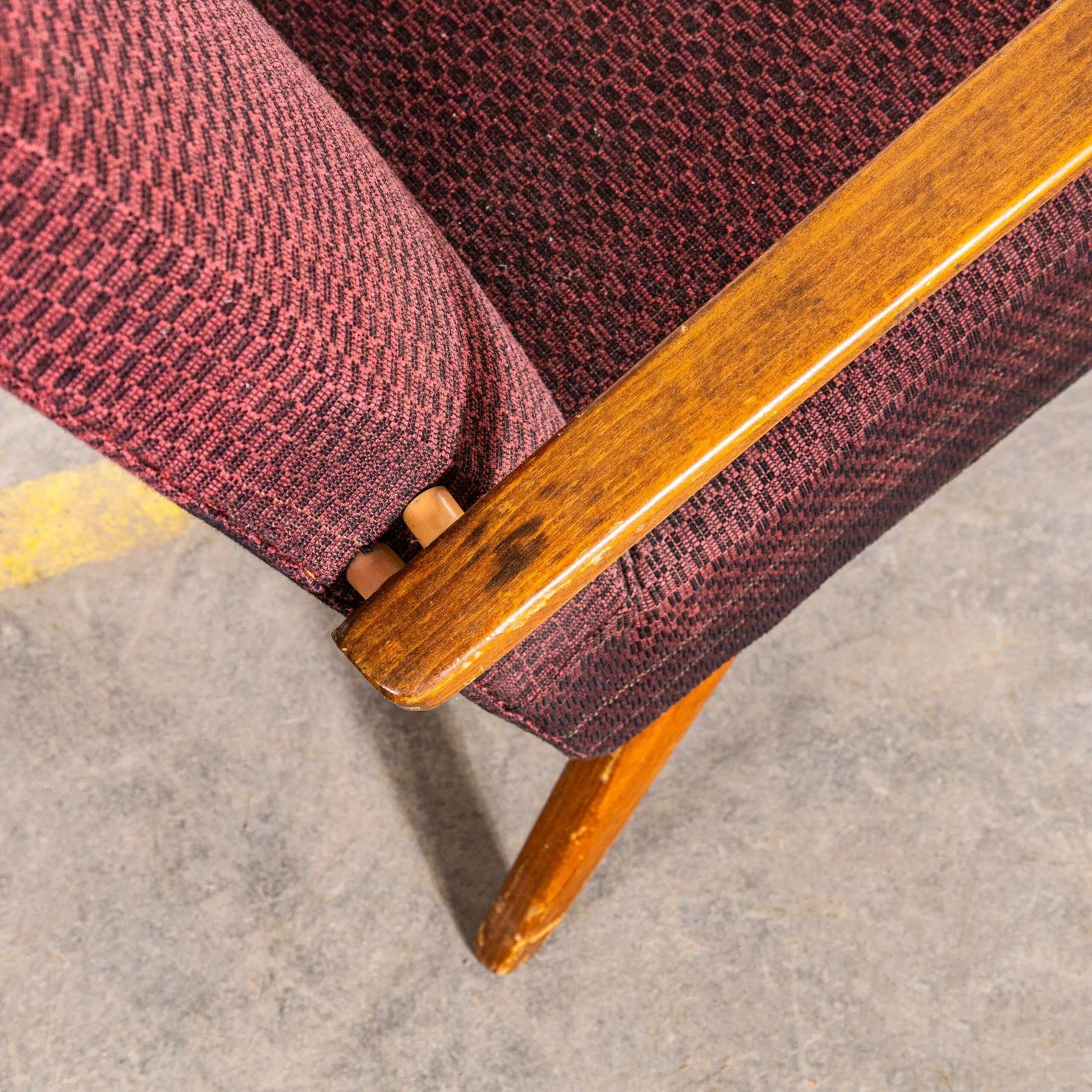 1950’s Jaroslav šmídek Original Armchairs In A Geometric Aubergine Jacquard – Sprung Seat photo Furniture