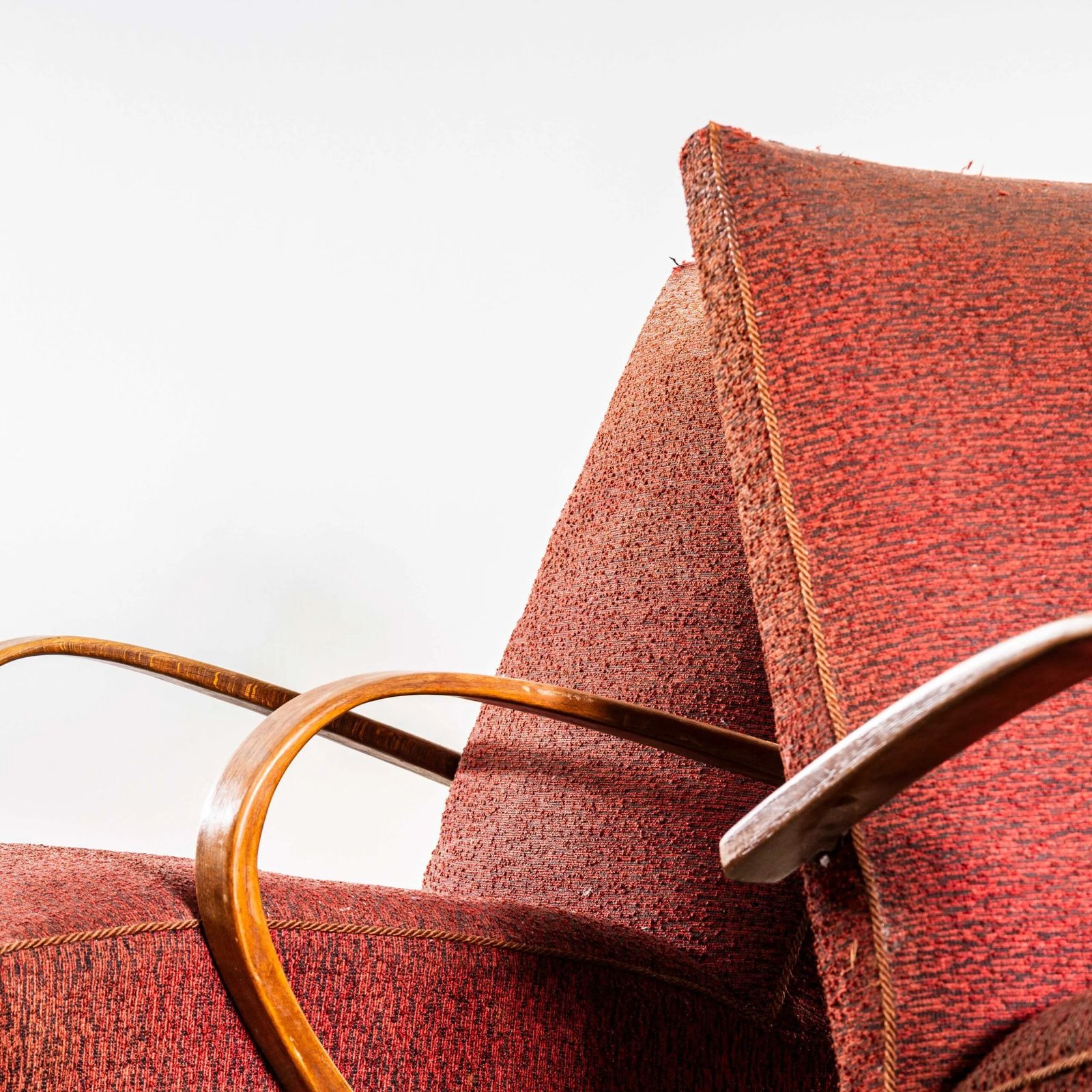 1950’s Jaroslav šmídek Original Armchairs In A Rust Boucle Fabric photo Furniture