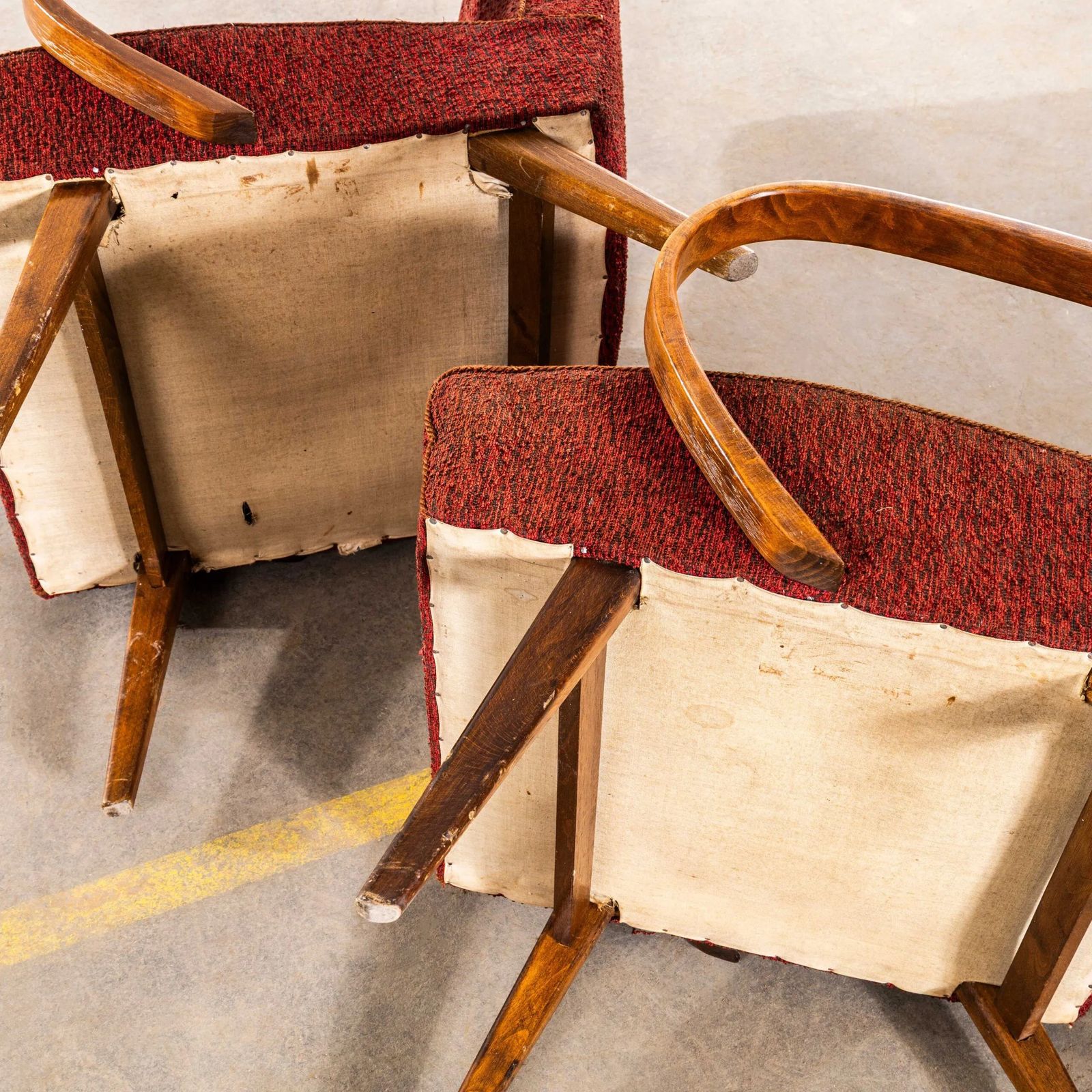 1950’s Jaroslav šmídek Original Armchairs In A Rust Boucle Fabric photo vintage