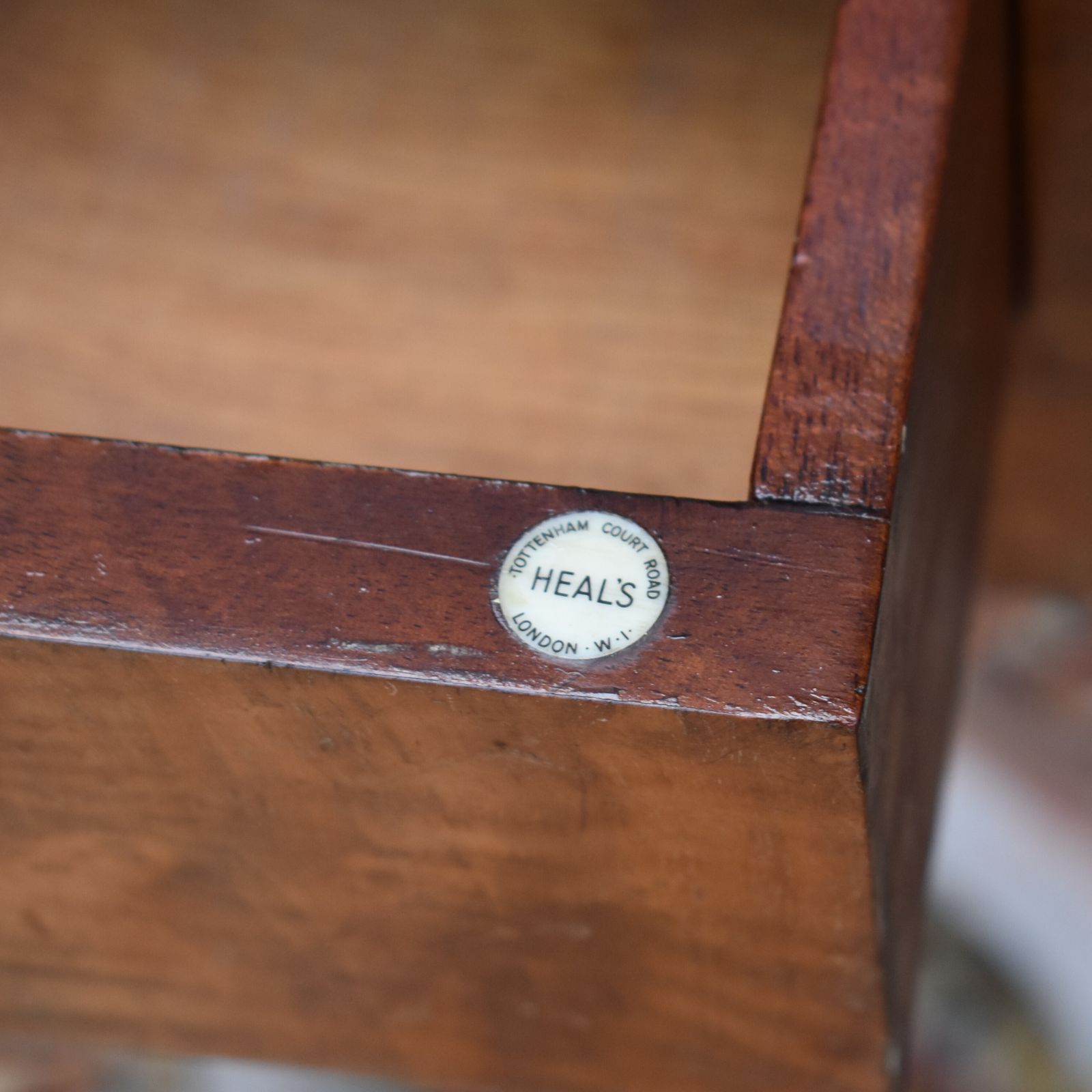Antique Heal's Of London Walnut Haberdashery Chest Sewing Cabinet Side Table photo for sale