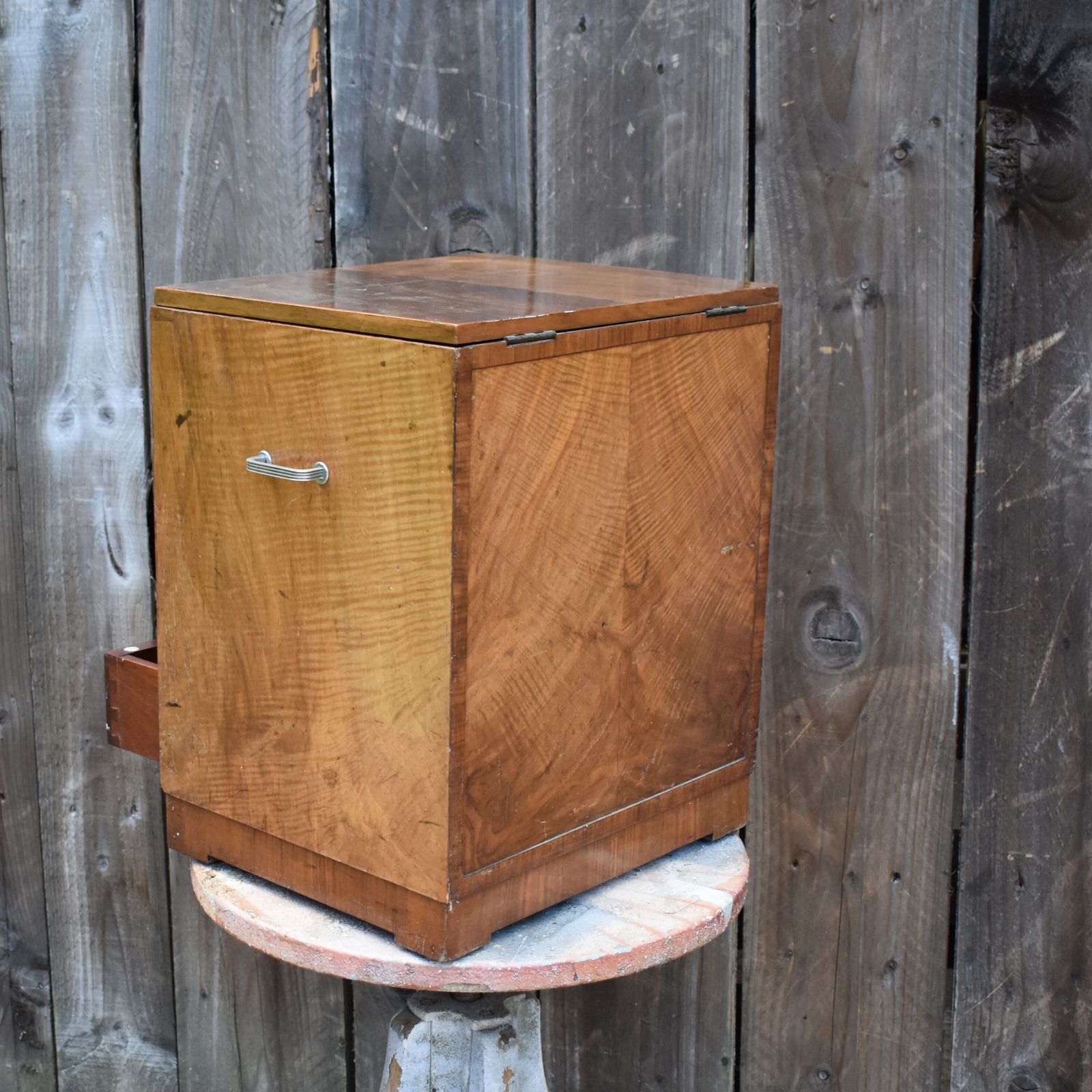 Antique Heal's Of London Walnut Haberdashery Chest Sewing Cabinet Side Table photo vintage