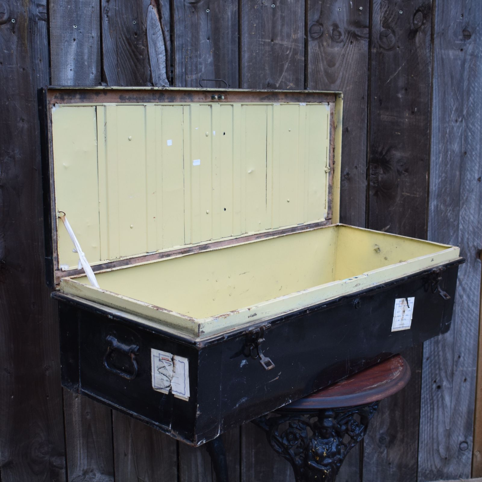Antique Lieutenant Pugh Hms Eagle Toleware Military Army Uniform Travel Trunk photo for sale