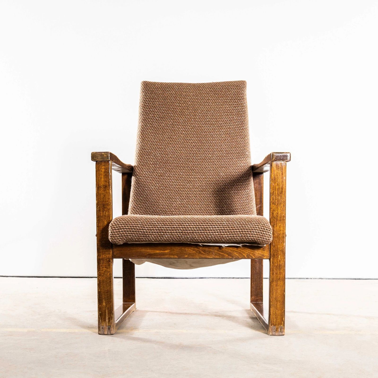 1950’s Re Upholstered Cube Armchair – Single Armchair photo for sale