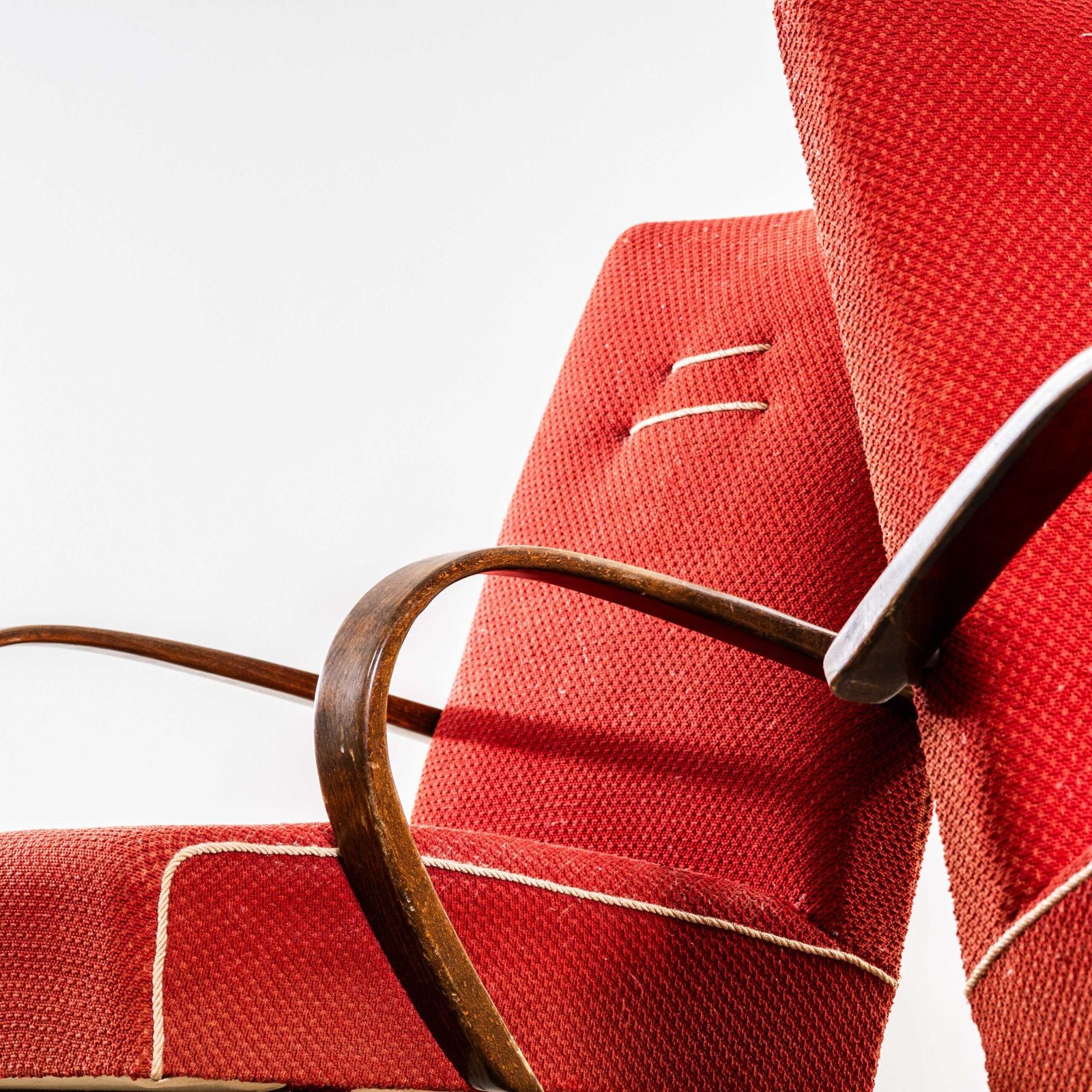 1950’s Jaroslav šmídek Original Armchairs In A Chevron Slub Jacquard – Sprung Seat photo Furniture