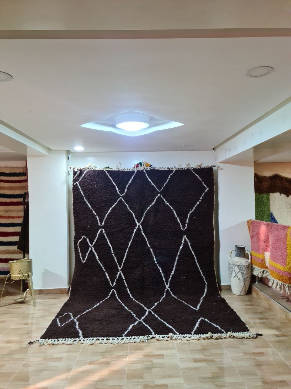 Large Chocolate Brown Beni Ouarain Rug, 300x200cm, Hand Knotted Wool photo furniture