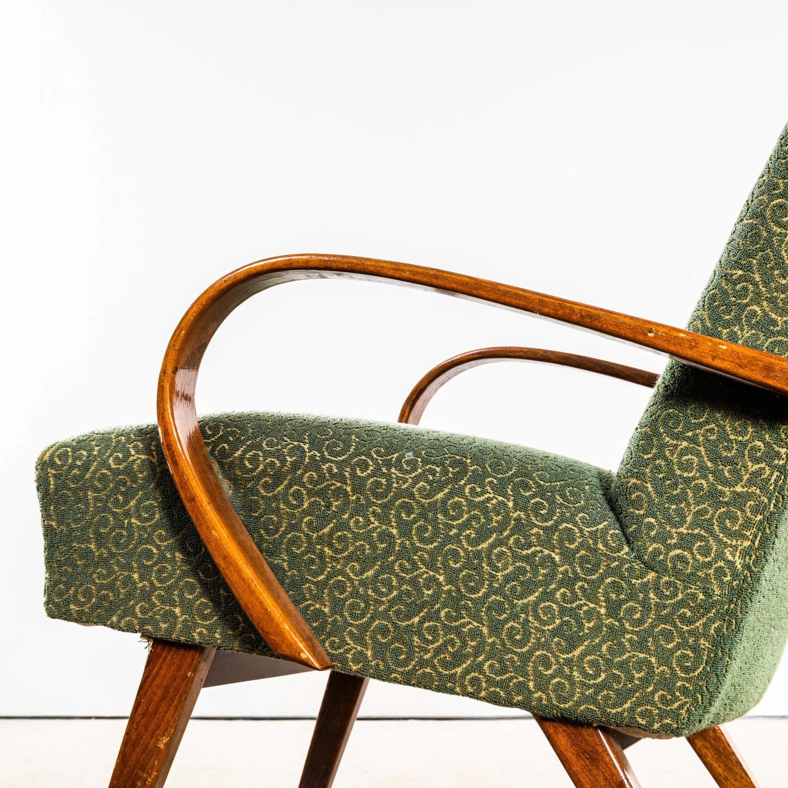 1950’s Jaroslav šmídek Original Armchairs In A Tufted Forest Jacquard – Sprung Seat photo furniture