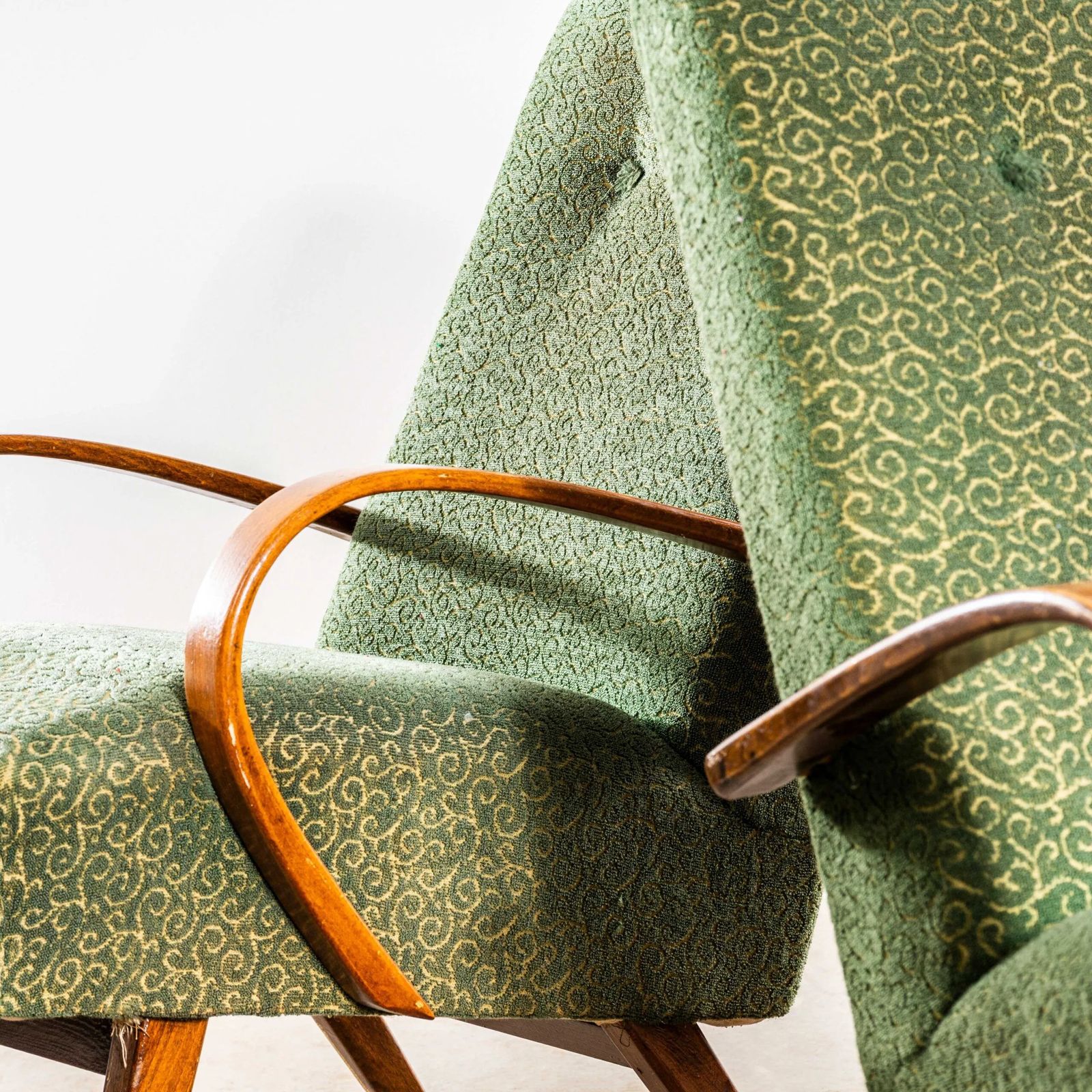 1950’s Jaroslav šmídek Original Armchairs In A Tufted Forest Jacquard – Sprung Seat photo Furniture