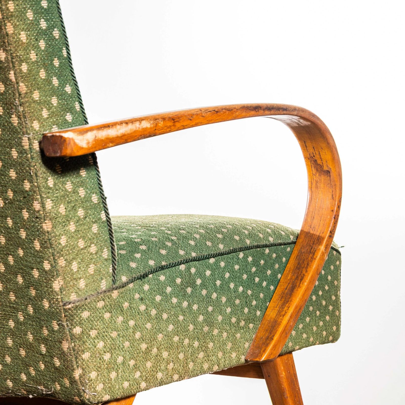1950’s Jaroslav šmídek Original Armchairs In Chevron Slub Jacquard – Sprung Seat photo vintage