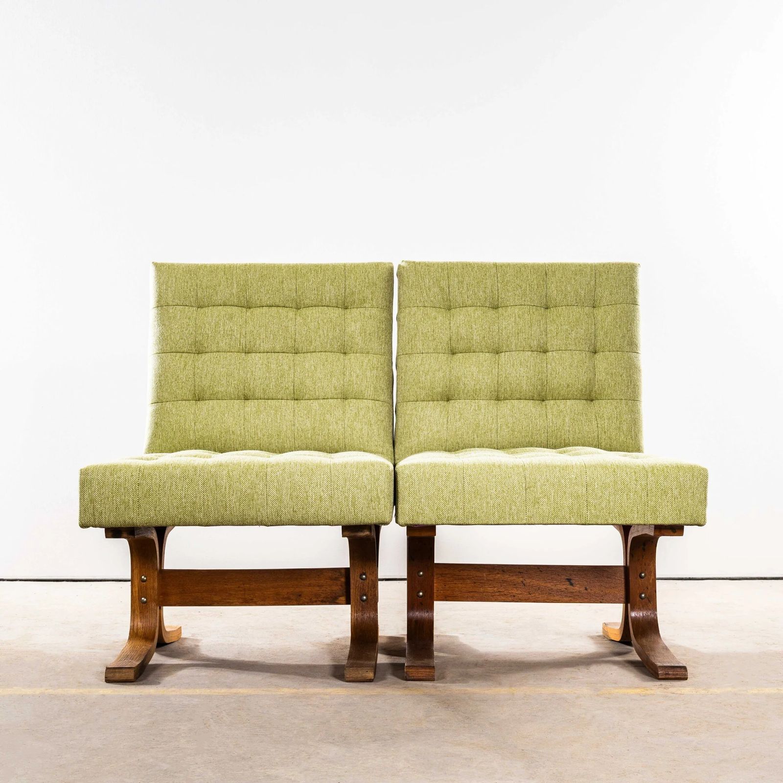 1970’s Ludvik Volak Sea Green Reupholstered Bratislava Side Chairs photo for sale