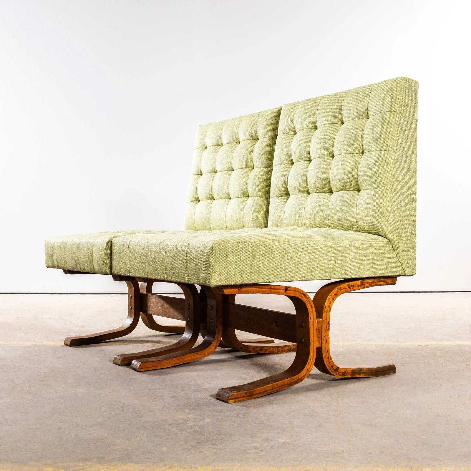 1970’s Ludvik Volak Sea Green Reupholstered Bratislava Side Chairs photo vinterior