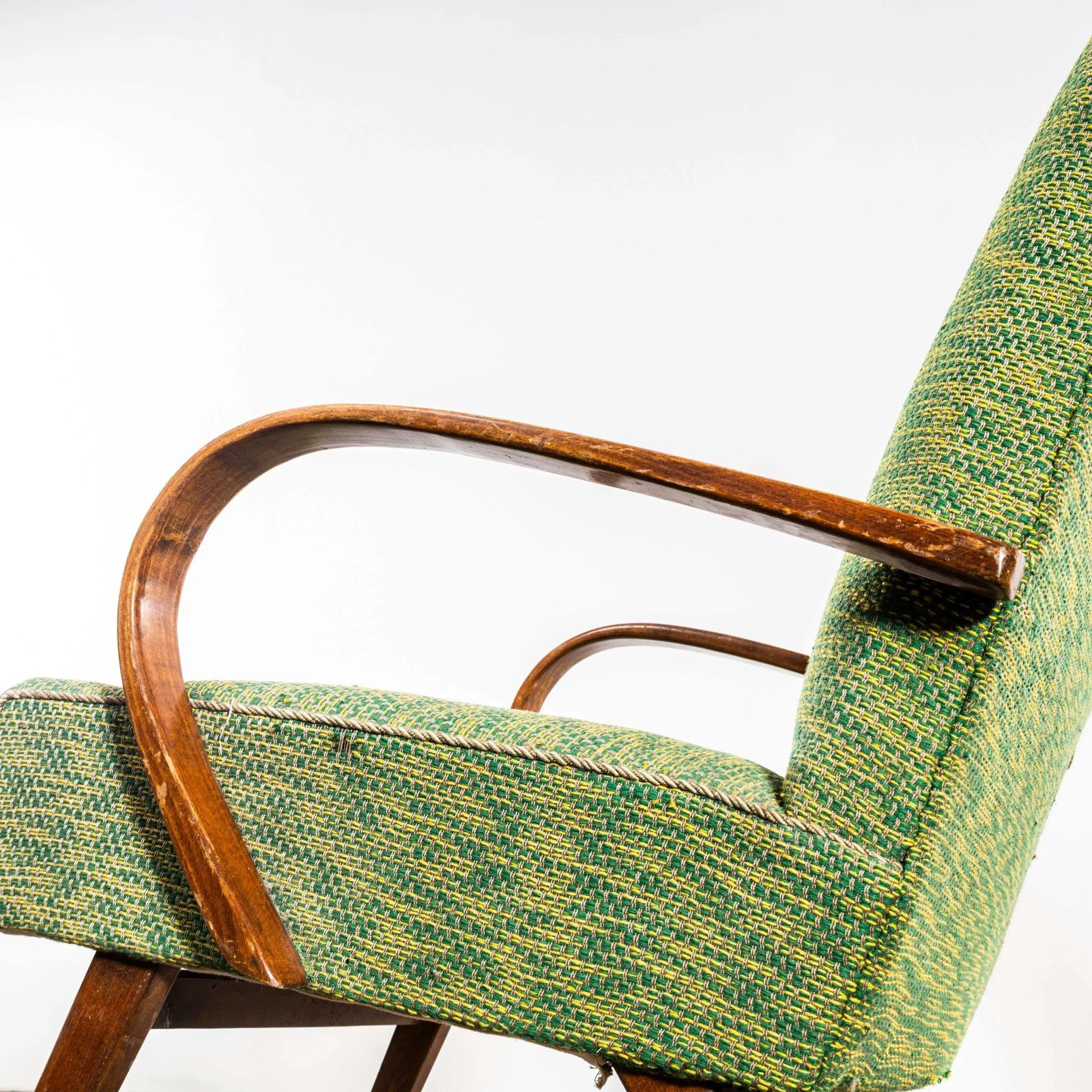 1950’s Jaroslav šmídek Original Armchairs In A Heavy Lime Weave Fabric photo furniture