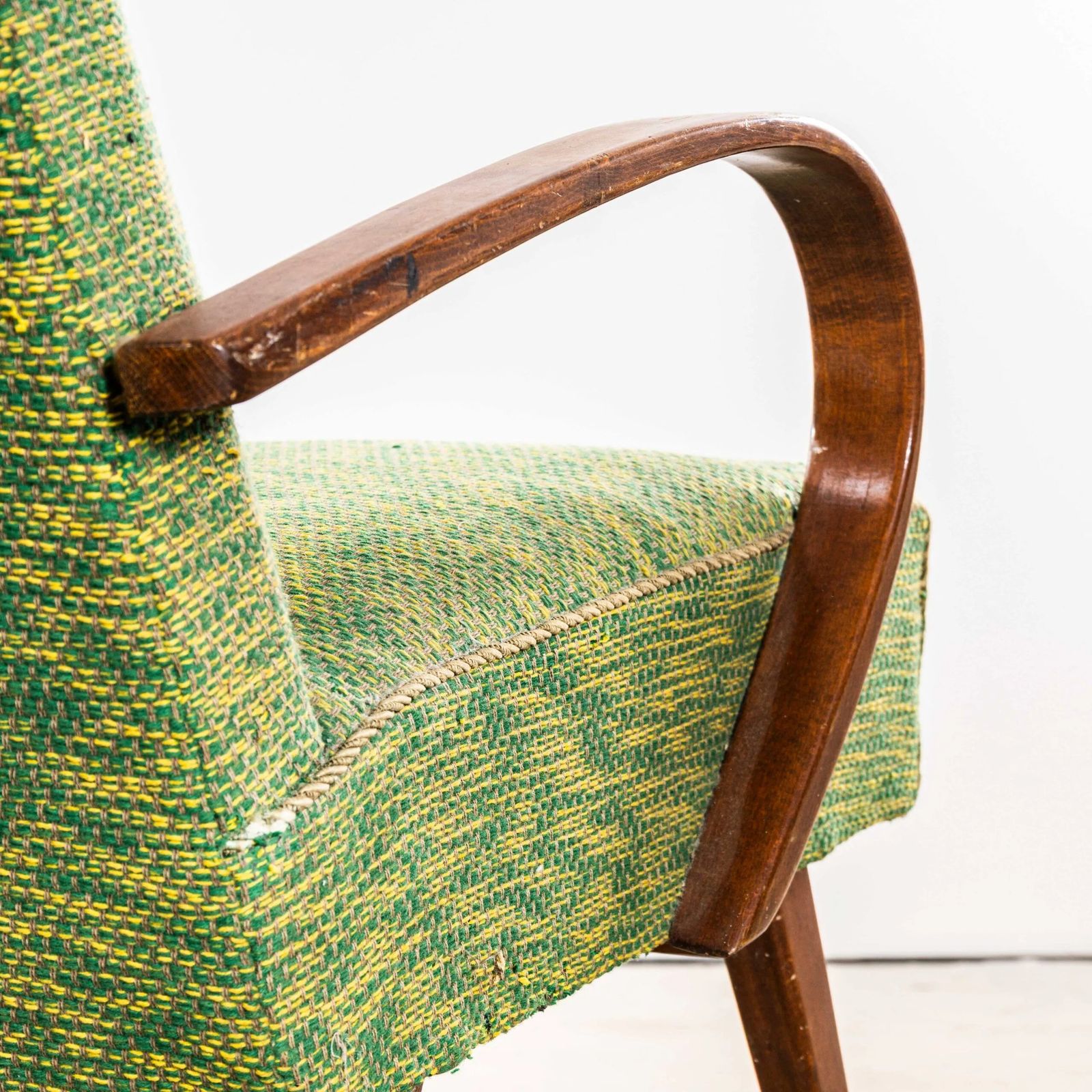1950’s Jaroslav šmídek Original Armchairs In A Heavy Lime Weave Fabric photo buy
