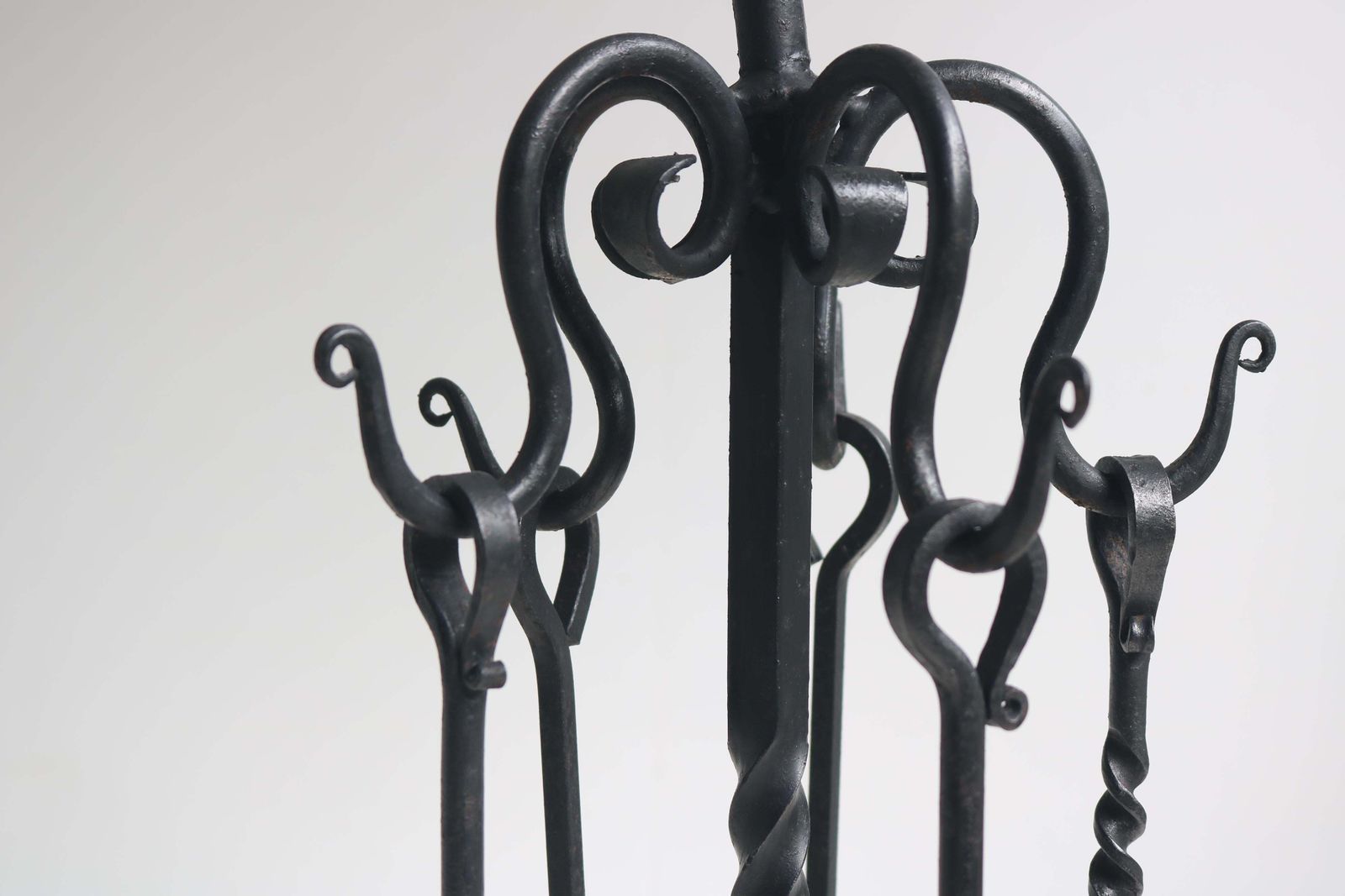 photo for sale Spanish Gothic Revival Fireplace Tool Set Wrought Iron Dragon 1920 Hand Forged